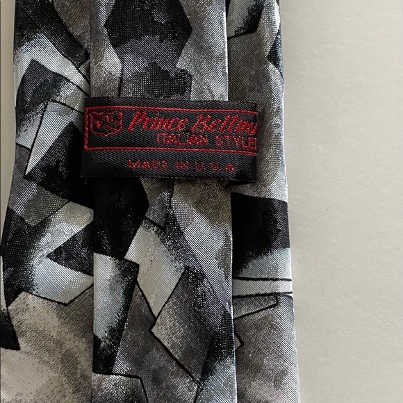 Preowned PRINCE BELLINI TIE. Silver/Black. Nice - Picture 4 of 6